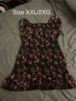 Black Floral Smocked Dress XXL