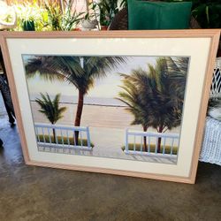 Ocean Beach Theme Print In Wood Frame 