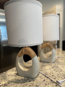 Pair of Modern Table Lamps with Rope Detail