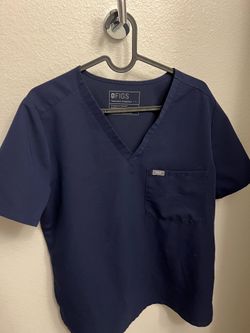 Figs Navy Blue Short Sleeve Scrub Top