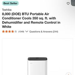 Toshiba - 8000 BTU Portable Air Conditioner 