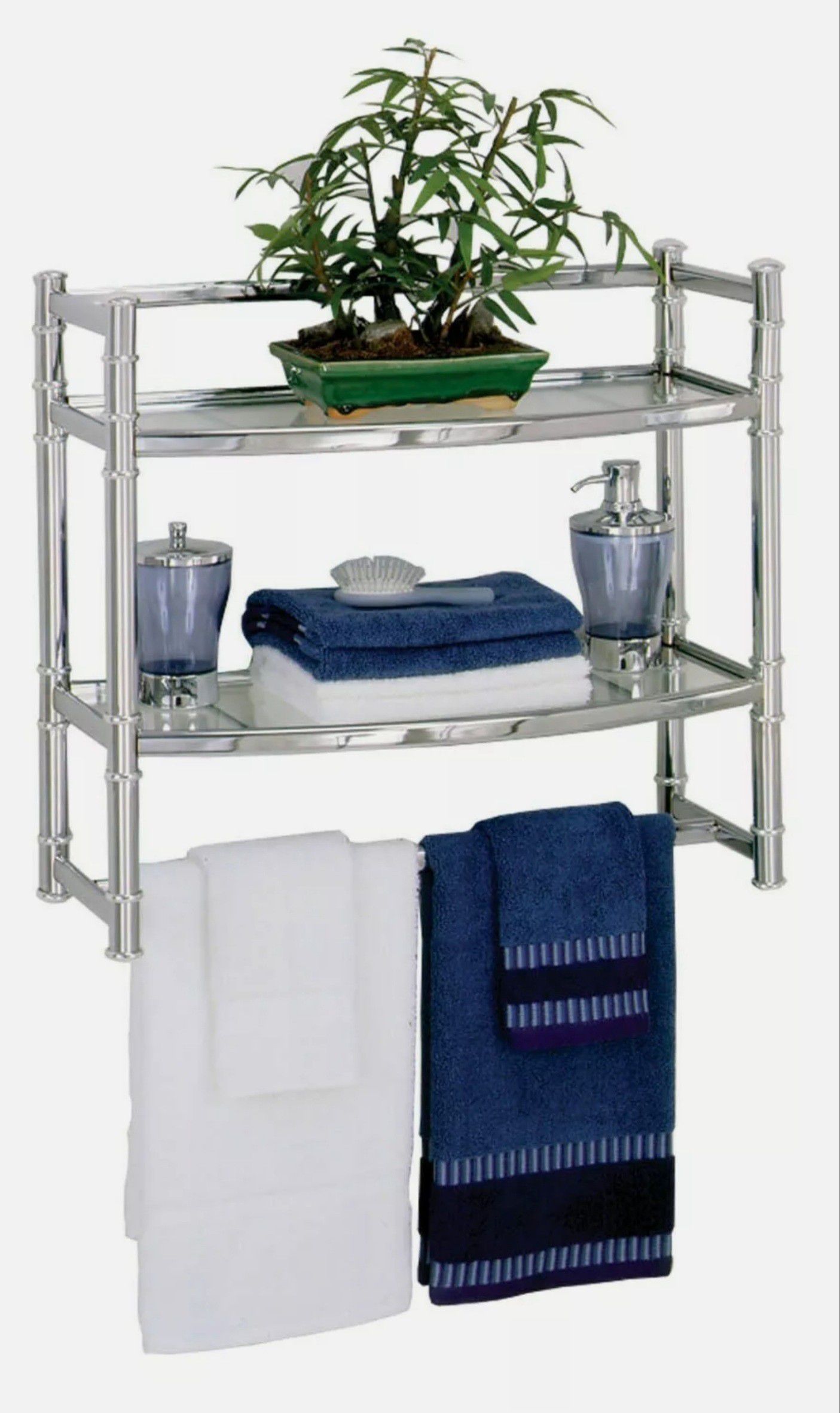 Zenith 9012ss Chrome Wall Shelf With Tempered Glass Shelves,No 9012SS