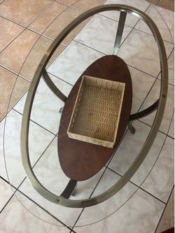 Glass Coffee Table Set with Wooden Base – 2 Pieces
