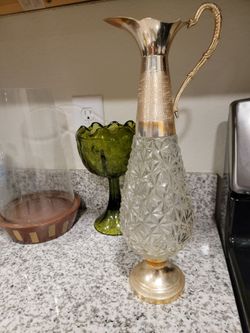 Vintage Norleans Crystal Silver Pitcher Decanter