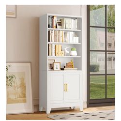 NEW White Storage Shelf w/ Doors – 71” Tall – $50 (Mountain View)