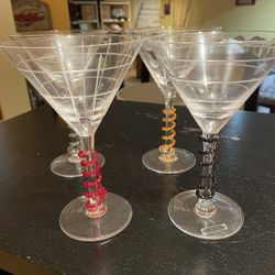 4 Martini glasses With Frosted Design