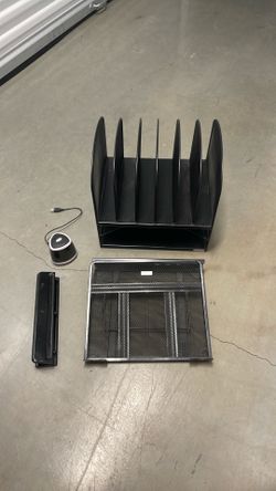 Office Set: File Organizer, Hole Punch, Laptop Stand Holder, Small Speaker