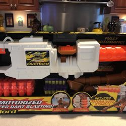 NEW Buzz Bee Toys FOAM Air Warriors Motorized Overlord BELT FED DART Gun BLASTING Nerf Like 