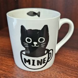 Vintage Daiso Japan Its Mine Black Cat Coffee Mug