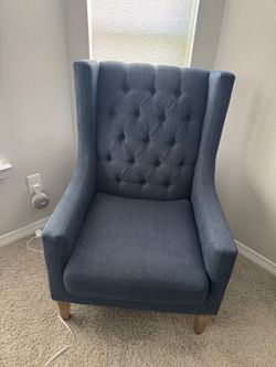 Navy Tufted Wingback Accent Chair