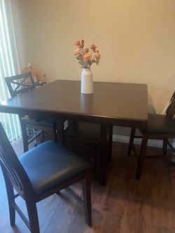 Solid Wood Counter-Height Dining Table Set with 4 Chairs – Dark Espresso Finish