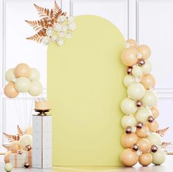 MODFUNS Light Yellow Arch Cover 7.2ft Spandex Arch Backdrop Cover Fitted Arch Stand Covers Stretchy Backdrop Covers Balloon Arched Covering For Weddin