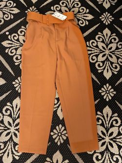 High-Waist Belted Trousers with Tags