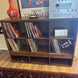 Vintage Wooden Record Cabinet – 12 Compartments – Beautiful Antique Piece
