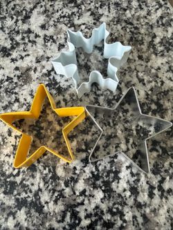 Cookie Cutters Lot Of 3 Stars And Snowflake Stainless Steel Baking