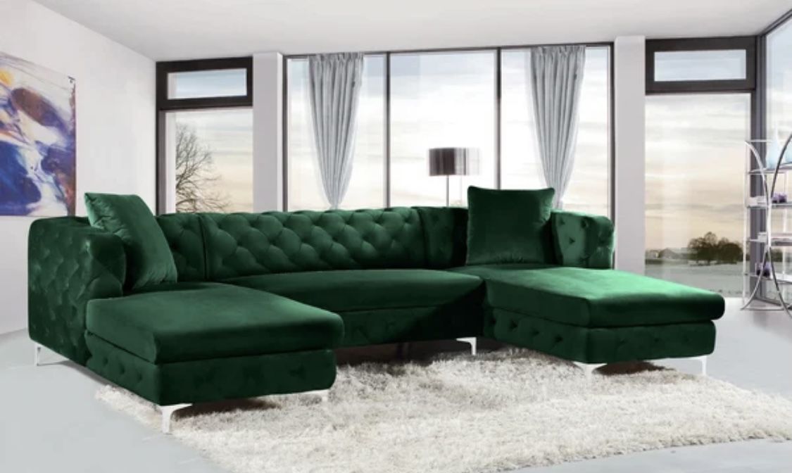 Miranda 127 Green velvet reversible sectional