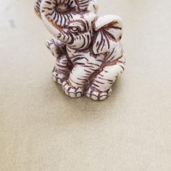 Vintage Resin Elephant Figurine Miniature w/ Raised Trunk
