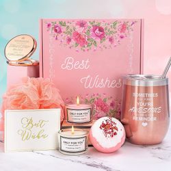 Birthday Gifts for Women, Best Birthday Gift for Her Mom Sisters Best Friend, Unique Happy Birthday Gift Boxes Set, Relaxing Spa Gift Baskets for Wome