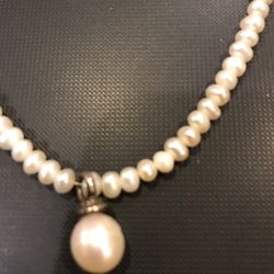 Wedding Pearl Necklace Sterling Stamped