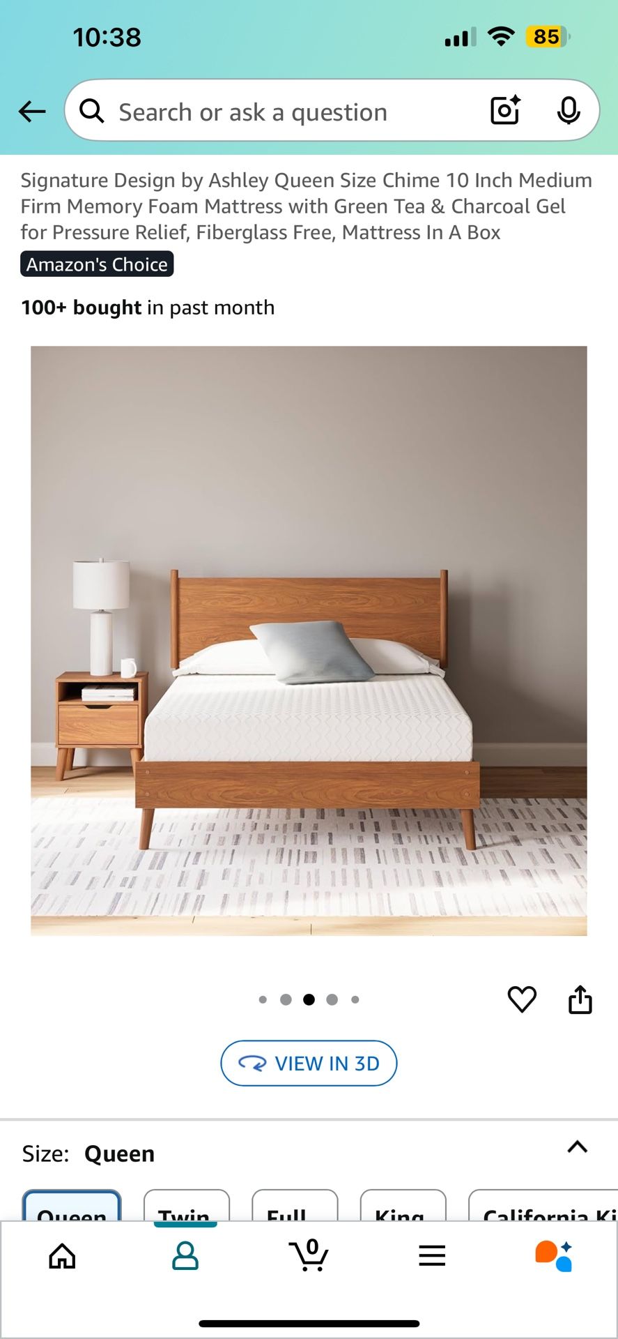 Signature Design by Ashley Queen Size Chime 10 Inch Medium Firm Memory Foam Mattress