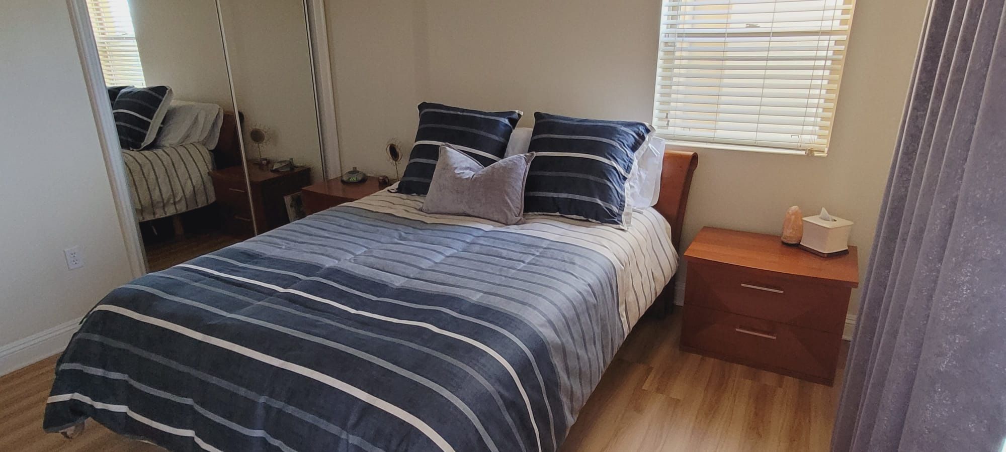 Solid Italian Wood Queen Bed + 2 Nightstands