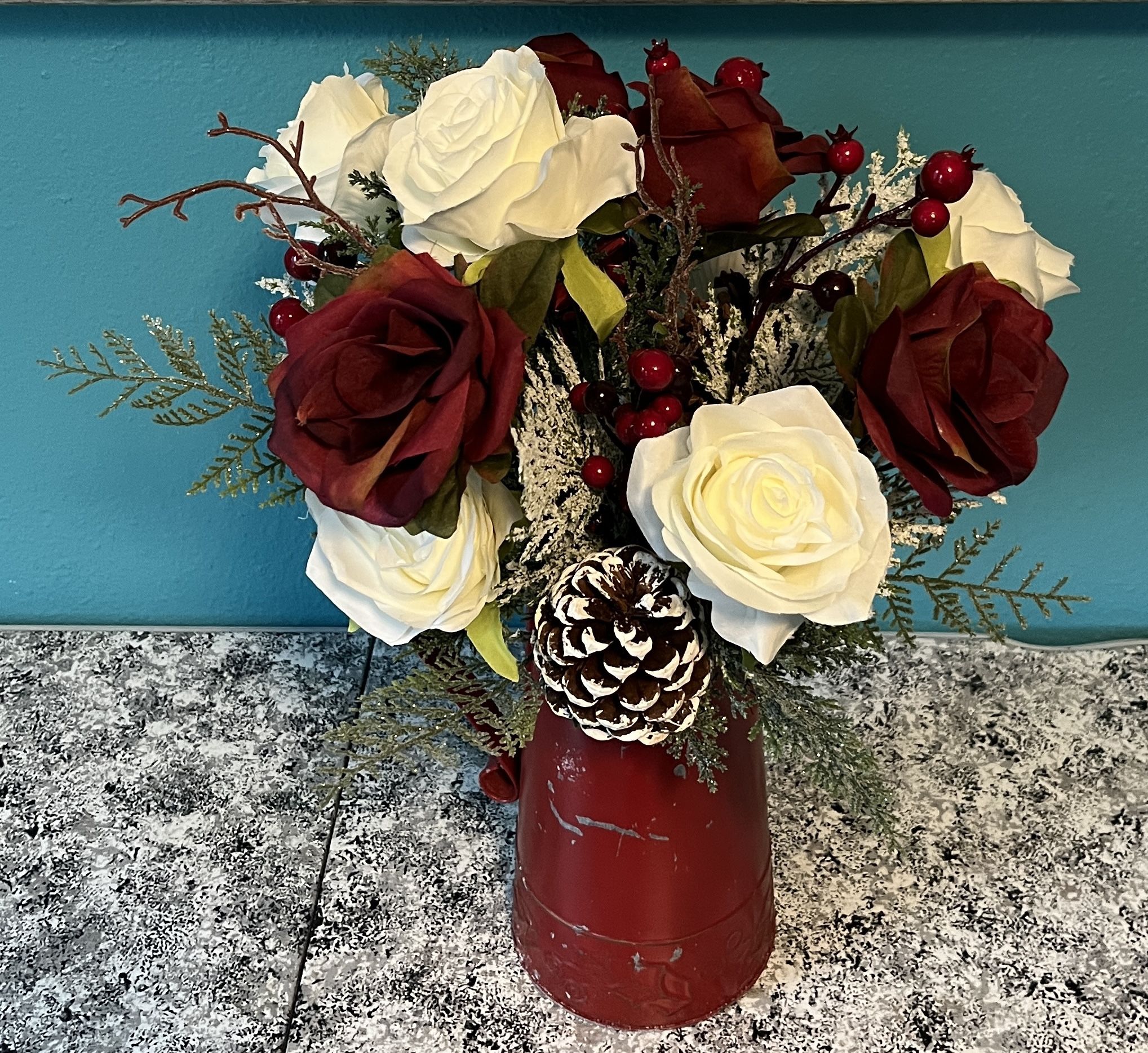 Red And White Christmas Centerpiece