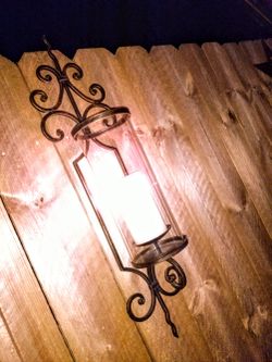 Scroll Iron Pillar Candle Sconce