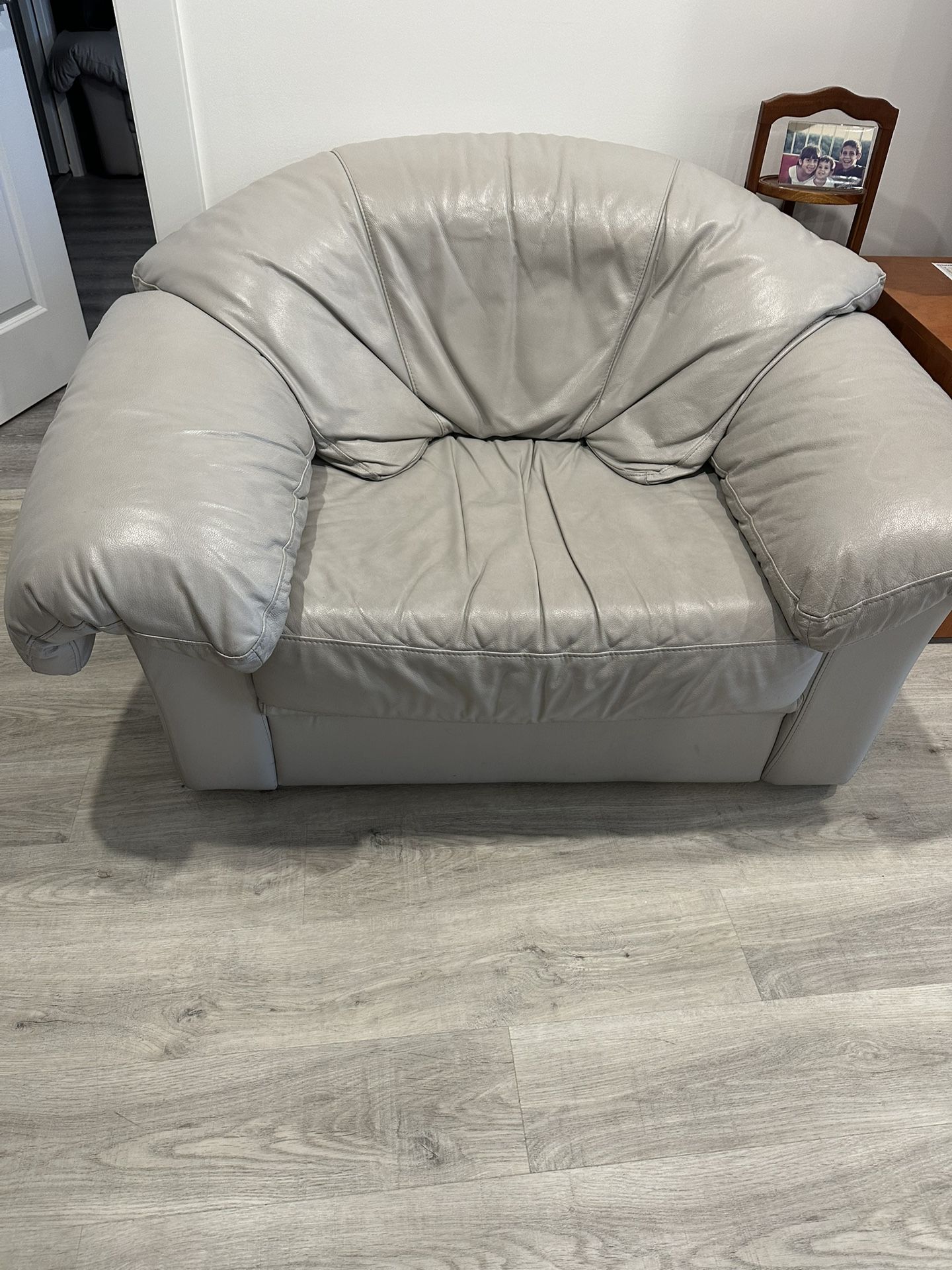 Natuzzi Grey Leather Chairs