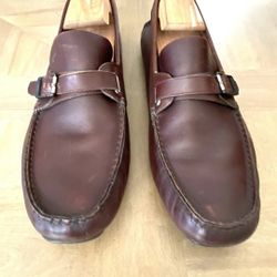 SALVATORE FERRAGAMO Sz 12 Buckle Driver Loafer Slip On Leather Burgundy. ..WOW DEAL !!!!.