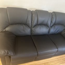 Black Leather Reclining Couch Set
