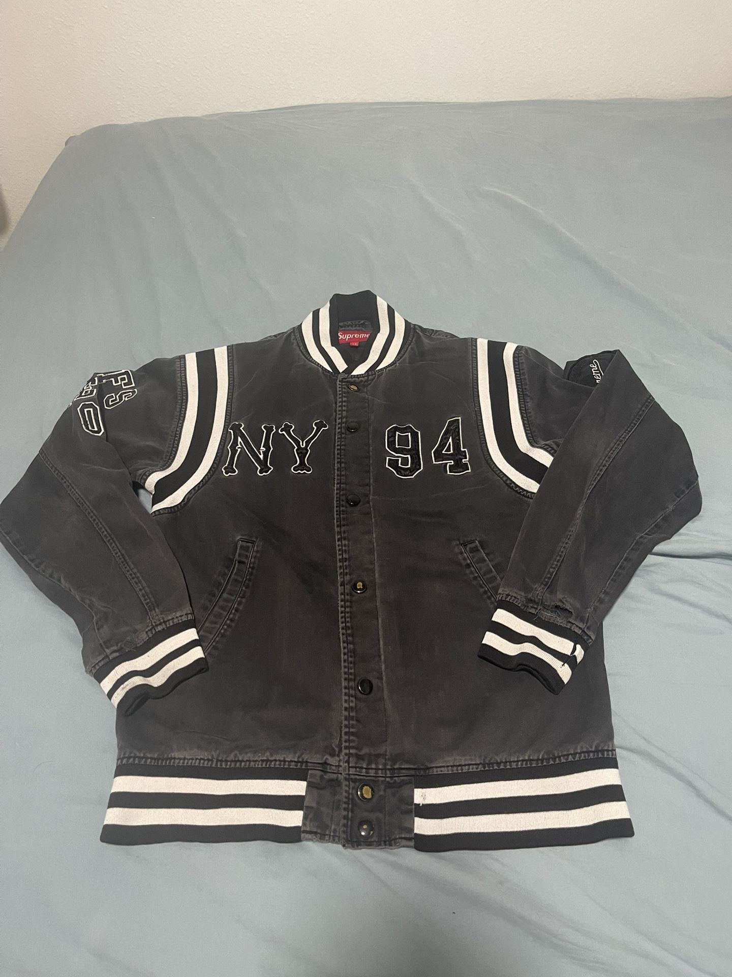 Vintage Black Supreme Baseball Jacket