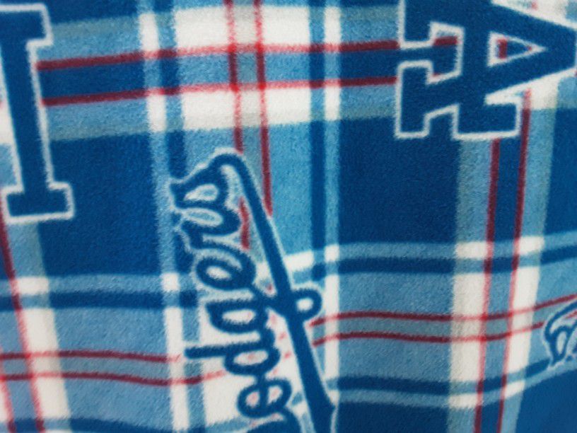 Beautiful Handmade Fleece Throw 72x58 Warm And Cozy  How Bout Them Dodgers 
