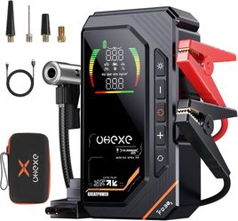 5000A Jump Starter with 160PSI Air Compressor, 88.8Wh Portable Tire Inflator, LED Display for 10.0L Gas and 9.0L Diesel, 12V Portable Jump Box with LE