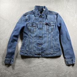 Y2k Levi's Denim Trucker Jacket Women’s Medium Blue Button-Up #2855