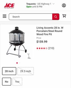 Living Accents 28 in. W Porcelain/Steel Round Wood Fire Pit