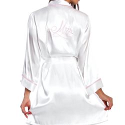 'Mrs' Satin Wrap Bridal Robe, Chemise Nightgown Set - XL