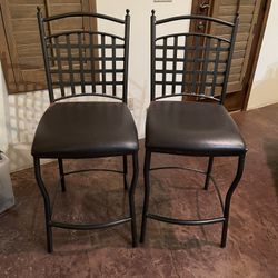 Metal Barstools  Leather Seats 