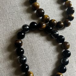 Pair Of Tiger-eye Glass Bracelets