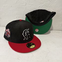 MLB New Era California Angels Black Corduroy 35th Anniversary Patch 59fifty Fitted Hats Size 7, 7 1/8 And 7 3/8
