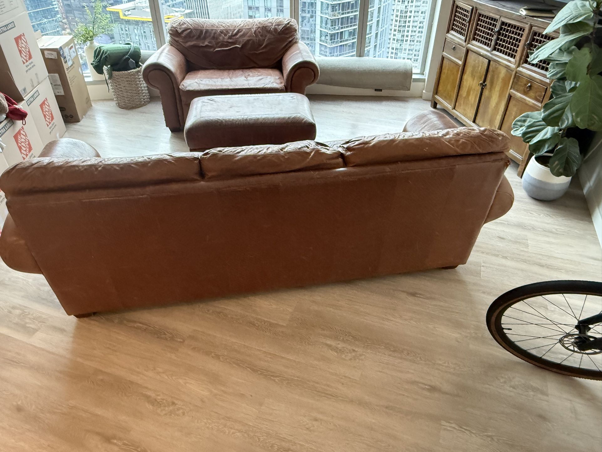 Entire Leather Couch Set For Price Listed