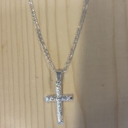 18” Silver Chain And Cross 925 Silver 