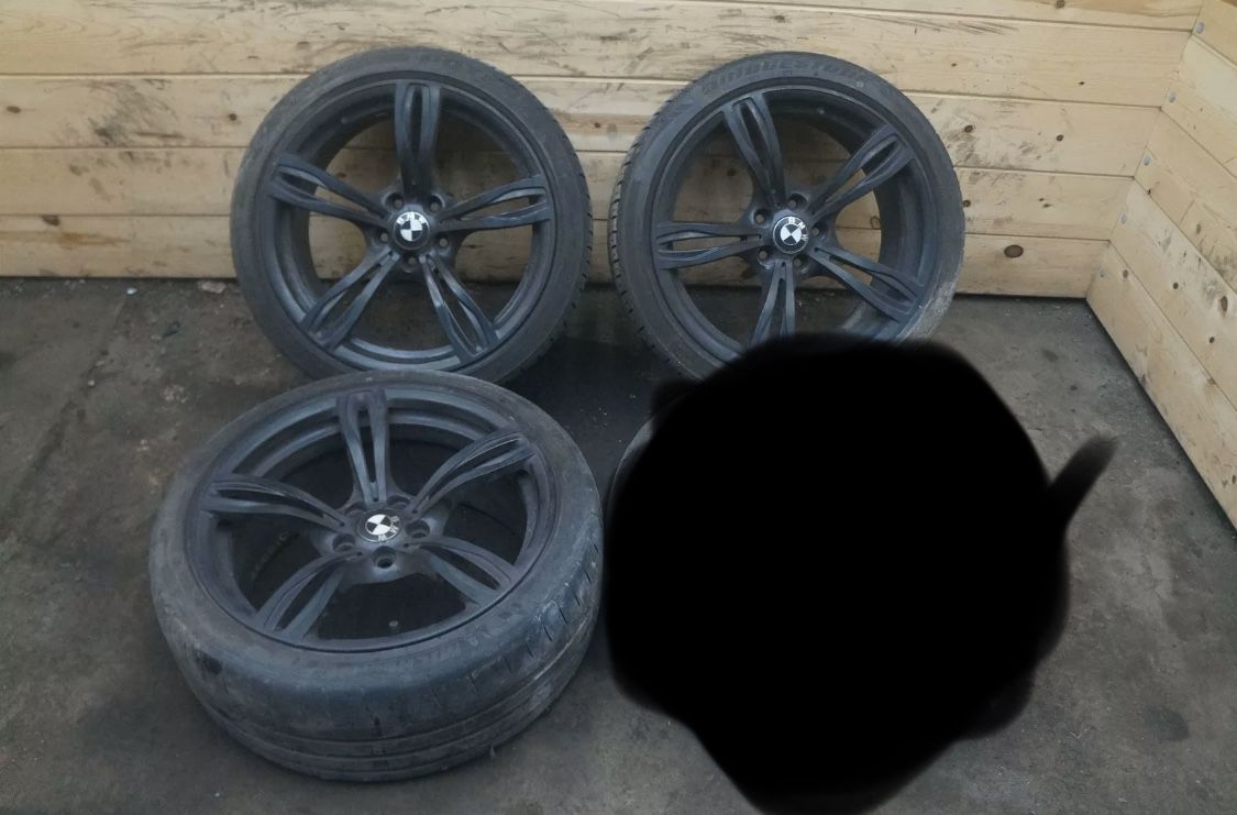 Set 20 Inch 5 Double Spoke Black Wheel Rim Tire 36112284599 BMW M5 F10 2012-16