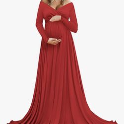 Saslax Maternity Off The Shoulder Long Dress For Pictures 