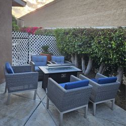7pc Patio Set,Chairs Table Fire Pit,and Coffee Table/outdoor Furniture/conversation Set/Cash Only