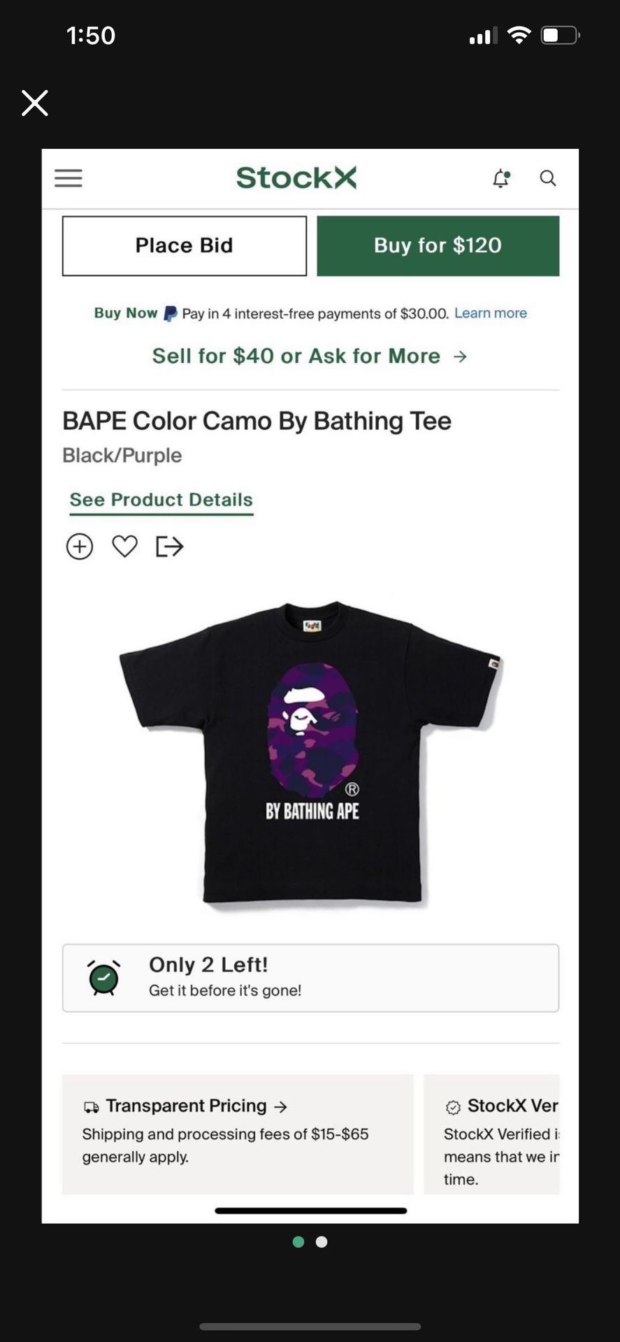 Men’s Medium Bape Tee