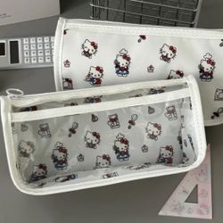 HelloKitty Waterproof Storage Pencil Bag, Transparent Pencil Case, Multi-purpose Stationery Storage Bag