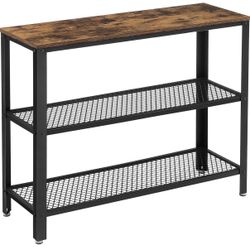 40" Industrial Console Table, 3 Tier Entryway Table with Storage Shelf, Narrow Sofa Tables for Living Room, Hallway, Entrance Hall, Corridor, Bedroom,