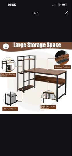 Computer Desk with Storage Shelves