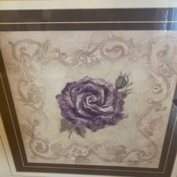 Picture, Curtain Rod & Trash Can 