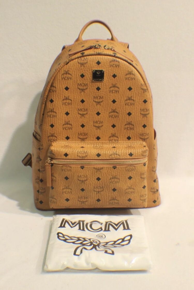 Authentic Medium Stark MCM Backpack in Visetos (Cognac)